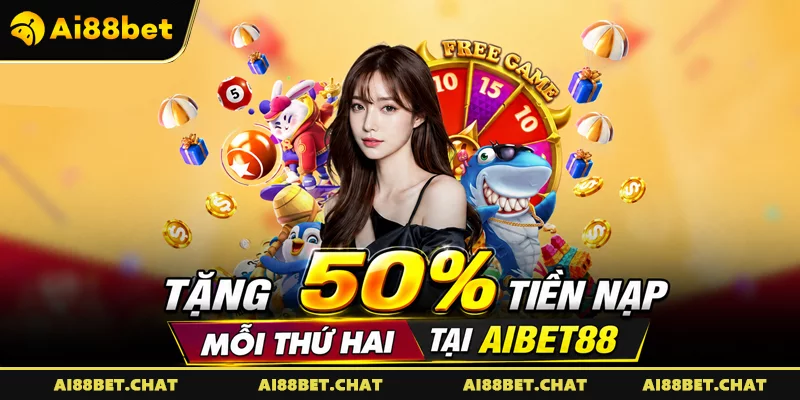 Tặng 50% Tiền Nạp Mỗi Thứ Hai Tại Aibet88 – Khởi Đầu Tuần Mới Rực Rỡ